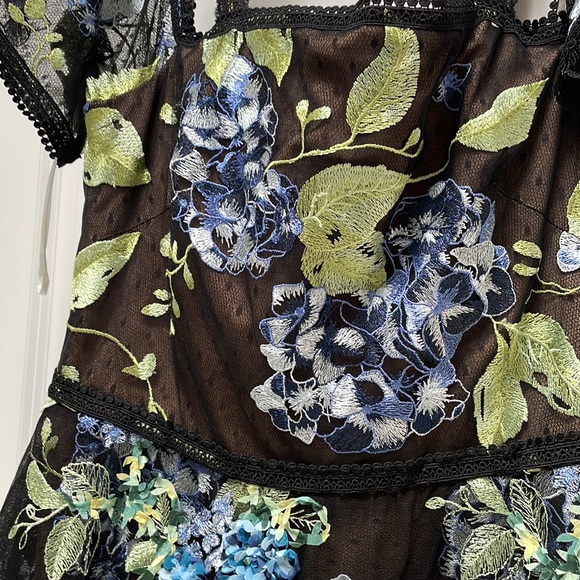 MARCHESA NOTTE Floral Applique Dress - Picture 5 of 10